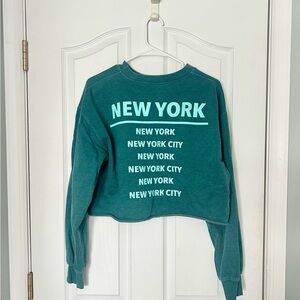 Teal New York Graphic Women's Crop Top
